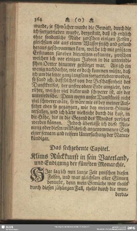Das sechzehente Capitel. Klims Rückkunft in sein Vaterland, und Endigung der fünften Monarchie