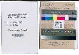 Entnazifizierung Albert Wawrowsky , geb. 07.02.1888 (Elektriker)