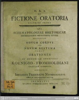 De Fictione Oratoria Diatribe Prima