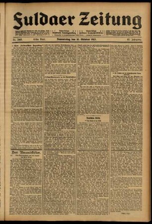 Erste Ausgabe vom Donnerstag, den 16. Oktober 1913.