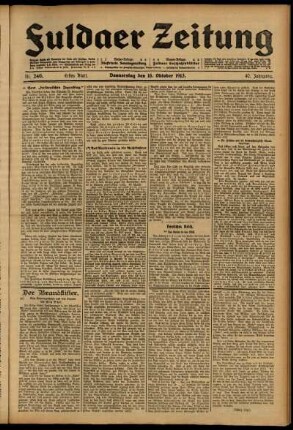 Erste Ausgabe vom Donnerstag, den 16. Oktober 1913.