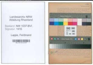 Entnazifizierung Ferdinand Lappe , geb. 29.04.1890 ()