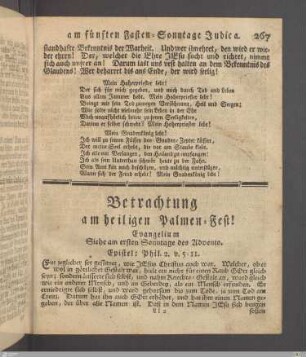 Betrachtung am heiligen Palmen-Fest!