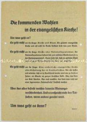 Propagandaflugblatt zur Kirchenwahl