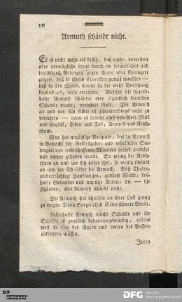 Armuth schändt nicht.