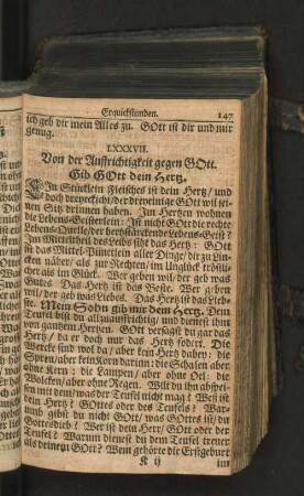 LXXXVII. Von der Auffrichtigkeit gegen GOtt. Gib GOtt dein Hertz.