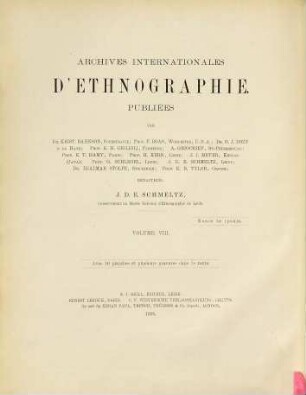 Internationales Archiv für Ethnographie = Archives internationales d'éthnographie. 8, 8. 1895