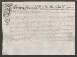 Instrumentum nobilitatis des Wolfgang Eberhard Mohr von Waldt.