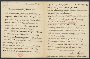 Brief an Ludwig Strecker  an B. Schott's Söhne : 23.03.1913