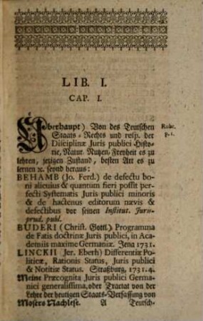Johann Jacob Mosers Nachlese zu seinem Compendio Ivris Pvblici Moderni Regni Germanici