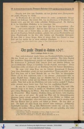 Der große Brand in Salem 1697.
