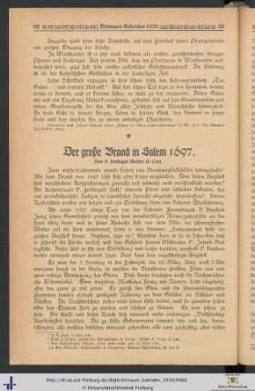 Der große Brand in Salem 1697.