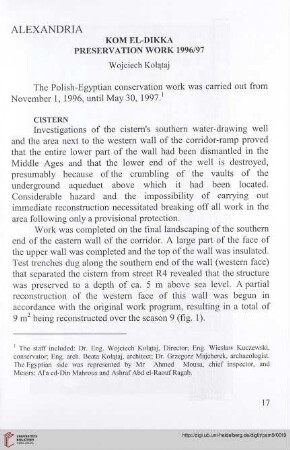 9: Kom el-Dikka : preservation work 1996/97