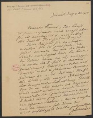 Brief an Robert Freund : 29.10.1917