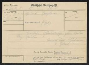 Brief von Oswald von Hoyningen-Huene und Gudrun Hoyningen-Huene an Gerhart Hauptmann