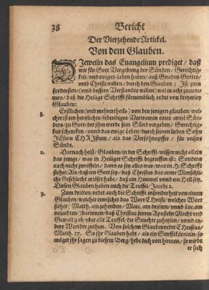 Der Vierzehende Artickel. Von dem Glauben.