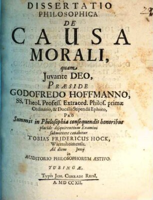 Diss. philos. de causa morali