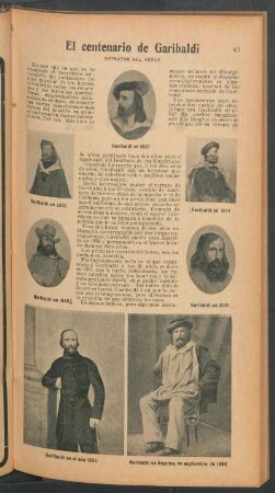 El centenario de Garibaldi : Retrato del héroe