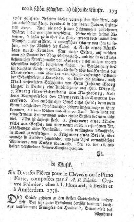 Six diverses pièces pour le clavecin ou le piano forte. Oeuvre 1.