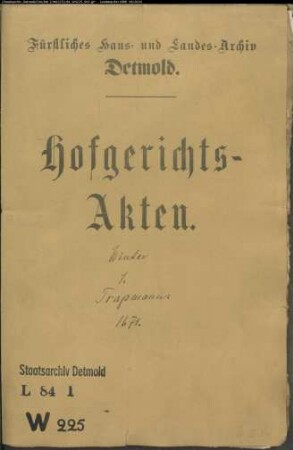 Winter, Hermann gegen Wilhelm Trapmann - Schuldforderung