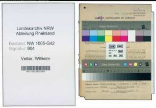 Entnazifizierung Wilhelm Vetter , geb. 21.05.1902 (Ingenieur)