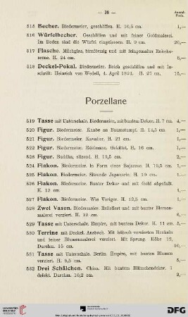Porzellane (Nr. 519-582)
