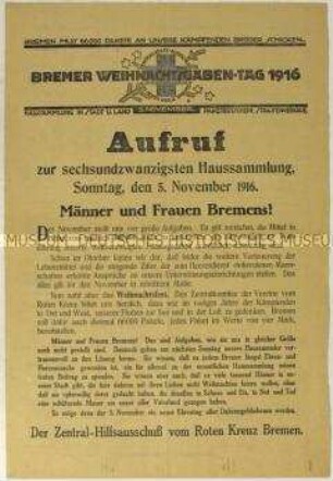 Spendenaufruf des Roten Kreuzes für die Frontsoldaten anlässlich Weihnachten 1916
