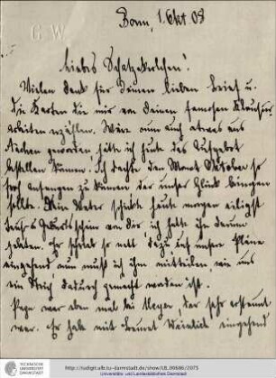 Brief vom 01.10.1908