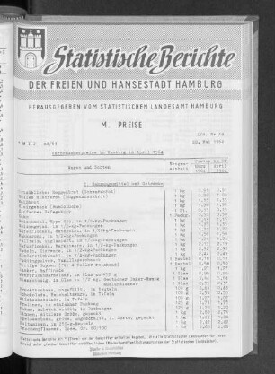Verbraucherpreise in Hamburg im April 1964 : Lfd. Nr. 18