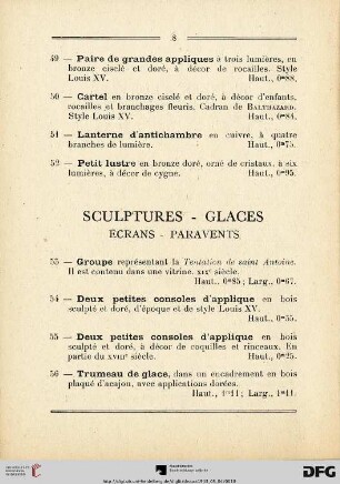 Sculptures - Glaces (Nr. 53-61)