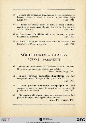 Sculptures - Glaces (Nr. 53-61)