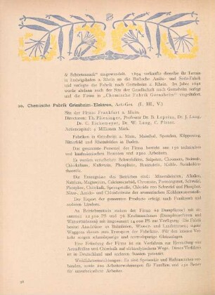 20. Chemische Fabrik Griesheim-Elektron, Act.-Ges. (I., III., V.)