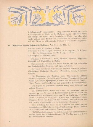 20. Chemische Fabrik Griesheim-Elektron, Act.-Ges. (I., III., V.)