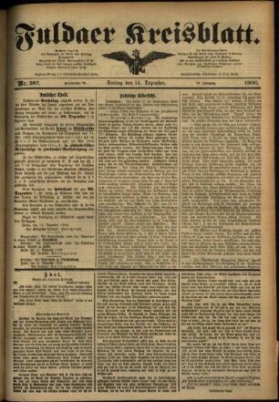 Ausgabe vom Freitag, den 14. Dezember 1906.
