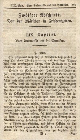 Zwölfter Abschnitt. Von den Märschen in Friedenszeiten.