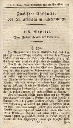 Zwölfter Abschnitt. Von den Märschen in Friedenszeiten.