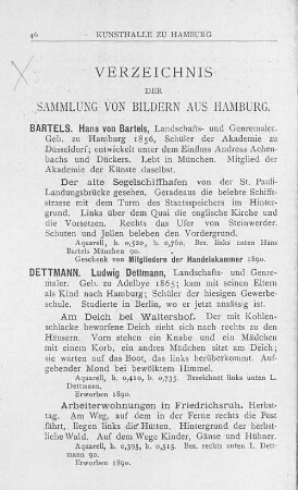 Verzeichnis der Sammlung von Bildern aus Hamburg