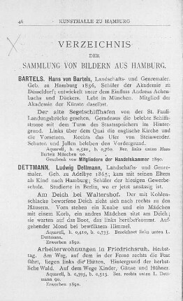 Verzeichnis der Sammlung von Bildern aus Hamburg