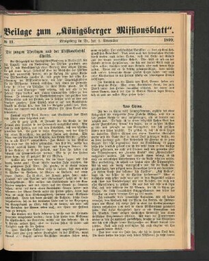 Beilage zum "Königsberger Missionsblatt". No 11. 1899.