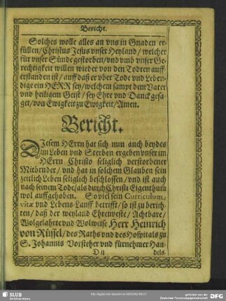 Lebenslauf : Bericht
