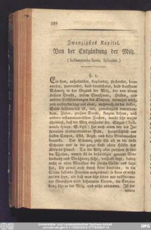 Zwanzigstes Kapitel. Von der Entzündung der Milz.