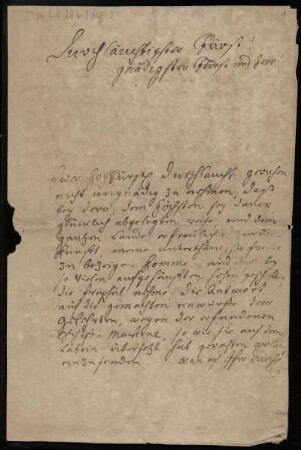 Brief von Conrad Mel an Karl, Hessen-Kassel, Landgraf