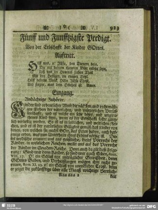 Fünff und Funfftzigste Predigt. Von der Erbschafft der Kinder Gottes
