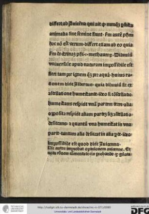 [Commentum.] Hic autor improbat opinionem Avicenne et nota rationem commentatoris probando quod generata [ex semine et sine semine differunt...]