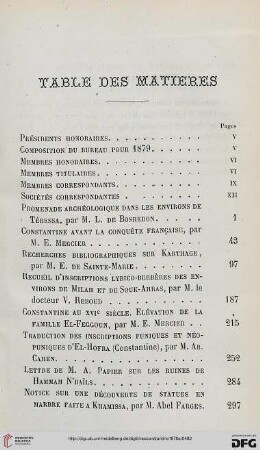 Table des matières