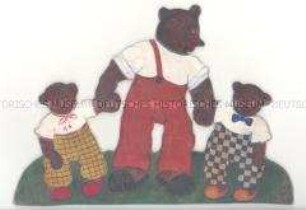 Laubsägebild mit drei Bären