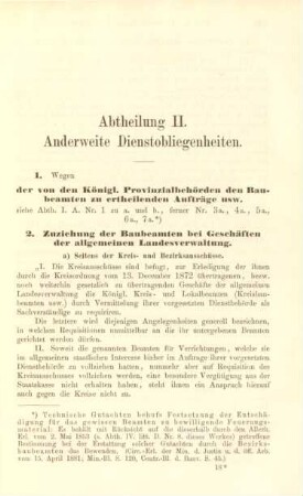 Abtheilung II. Anderweite Dienstobliegenheiten