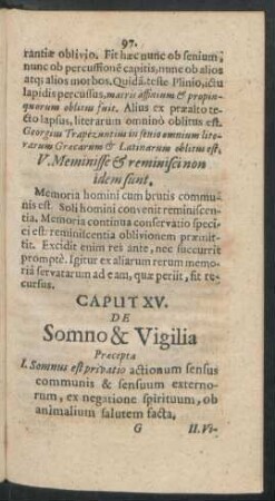 Caput XV. De Somno & Vigilia