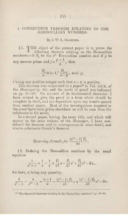 A congruence theorem relating to the Bernoullian numbers.