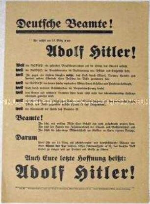 Aufruf der NSDAP zur Wahl von Adolf Hitler zum Reichspräsidenten 1932